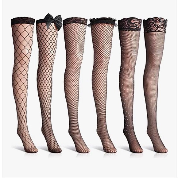 6 pairs black thigh high otk garter socks fishnet stocking pantyhose steampunk